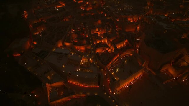 Ad Diriyah, Saudi Arabia &ndash; Night aerial view of the historic heritage village in the Riyadh region, Saudi Founding Day (22 February)