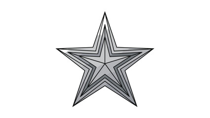 Obraz premium Monochromatic vector illustration of a multi-layered five-pointed star with a gradient effect, isolated on a white background.