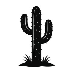 Simple Cactus Silhouette Icon Desert Plant Vector Graphic Resource