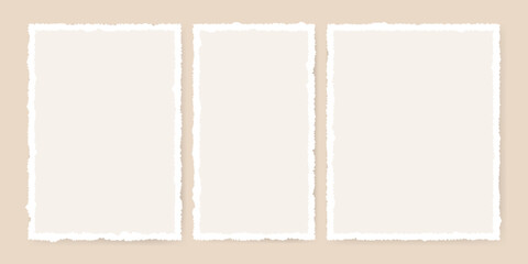 Torn paper frames. Blank ripped note sheets with jagged edge for poster, post, stories, vintage rough memo pieces, scrapbook pages. Vector isolated set © Studio Cantath