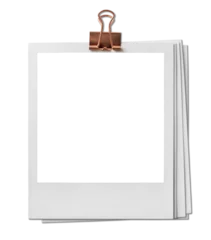 Fotobehang Natuur Park Vintage Polaroid, instant photo frame isolated in transparent PNG, polaroid frame - isolated design element, polaroids with metal gold binder clip.  © kite_rin