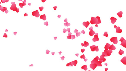 Obraz premium Falling red heart confetti, romantic love particles shower for Valentine celebration, vector
