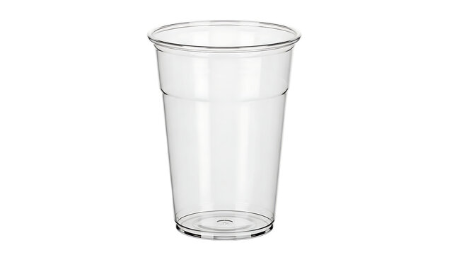 Clear plastic cup isolated on a transparent background disposable