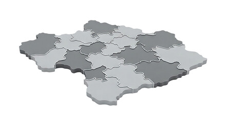 Obraz premium 3D Map of Ukraine Divided into Regions