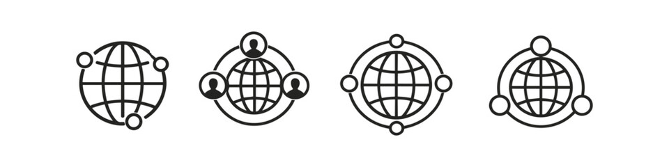 Fototapeta premium Global network and connection icons with earth and people symbols