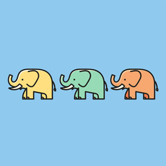 Obraz premium Three Cartoon Elephants in Different Colors.