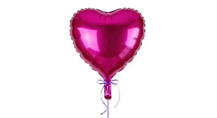 Fuchsia heart-shaped foil balloon isolated PNG on transparent background, festive decoration for...