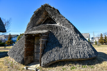 復元された竪穴式住居　登呂遺跡