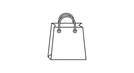 Minimalist outline icon of a shopping bag, representing retail, purchases, and consumerism on a transparent background.