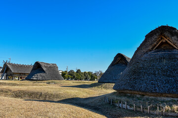 復元された竪穴式住居　登呂遺跡