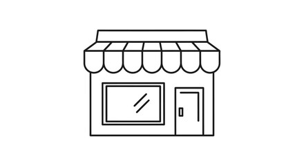 Outline illustration of a simple storefront, representing a shop, retail, business, and local commerce.