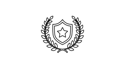 Shield emblem surrounded by a laurel wreath, signifying victory, achievement, recognition, or award.