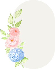 Floral Watercolor Oval Frame with Roses