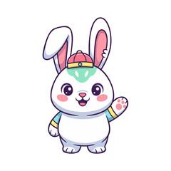 Obraz premium Cartoon rabbit wearing a cap.