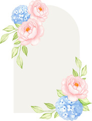 Arched Floral Watercolor Frame with Roses