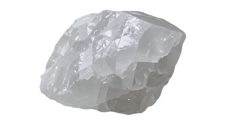 Chunk of raw alum stone translucent white crystal texture