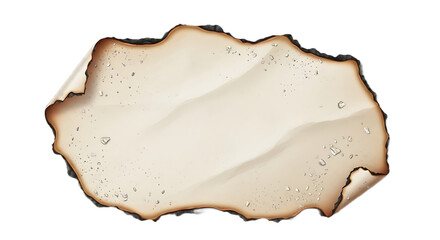Single scorched paper fragment burnt edges realistic ash
