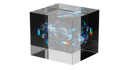 3D glass data prism with holographic light inside
