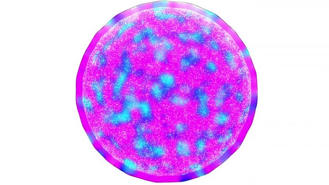 An abstract seamless rotating 3D sphere of the  countless glowing particles transfer colors created by geometric 3D modeling ACES 2.0 ProRes 4444 Alpha useful edit animation.