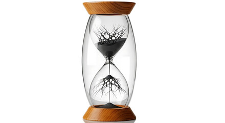 Desktop hourglass with magnetic black sand glass and wood