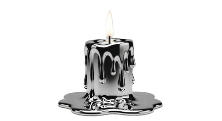 3D chrome melted candle liquid silver wax dripping