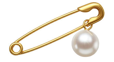 Single golden safety pin with hanging pearl
