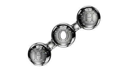 Single 3D water molecule icon realistic liquid glass