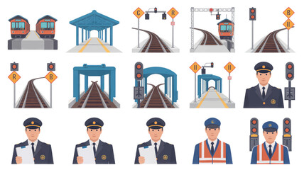 Railway and Train Station Icons
Transport Infrastructure Symbol Set