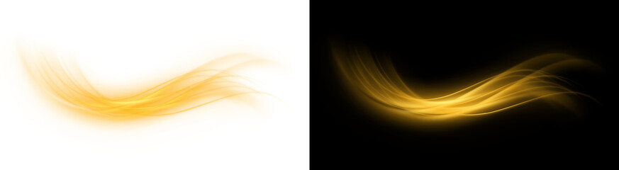 PNG image of Vibrant abstract golden orange glowing wave brush stroke collection design element on transparent background © towsif