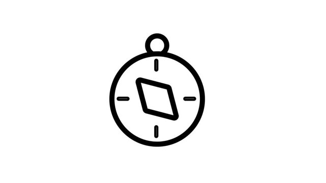 Compass line Icon motion. Classic compass icon animation showing direction and orientation for travel, navigation, and outdoor adventure themes.