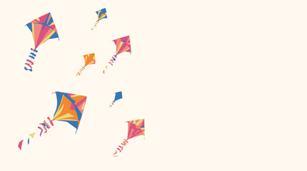 Obraz premium Vector template of shiny kites with vibrant colors and reflective surfaces flying at various heights and angles on occasion against a clean isolated