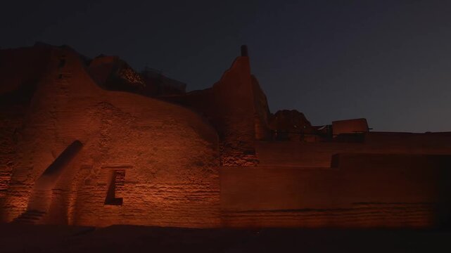 Ad Diriyah, Saudi Arabia &ndash; Night aerial view of the historic heritage village in the Riyadh region, Saudi Founding Day (22 February)