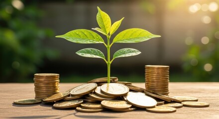 Investment Growth Concept Plant on Coins
