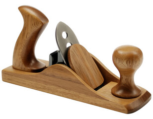 Wooden hand plane with metal blade isolated on a transparent background
