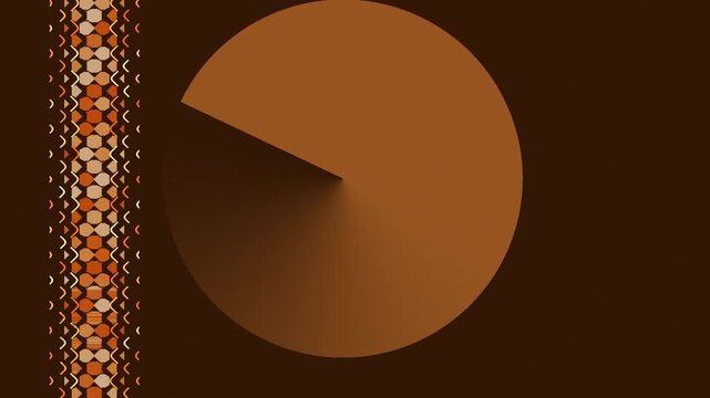 Abstract brown circle with a missing piece and a pattern.