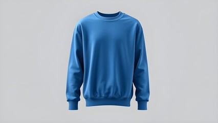 front view of a blank blue sweatshirt mockup isolated on gray background