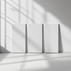 Three blank white panels standing.
