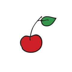 Obraz premium Red cherry for Valentine's Day, hand-drawn vector illustration