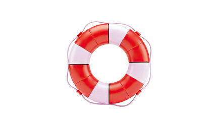 Red and pink lifebuoy with rope