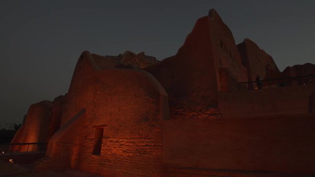 Ad Diriyah, Saudi Arabia &ndash; Night aerial view of the historic heritage village in the Riyadh region, Saudi Founding Day (22 February)