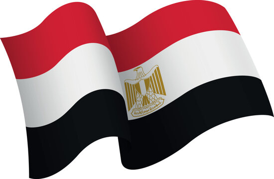 Flag of Egypt. Ribbon style flag that conveys a sense of movement and waving effect