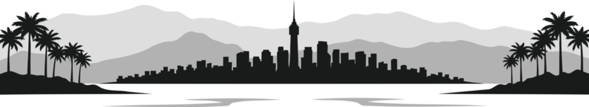 Los Angeles city skyline vector illustration of downtown California.