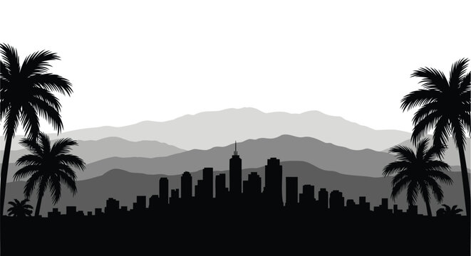 Vector illustration of the Los Angeles skyline.