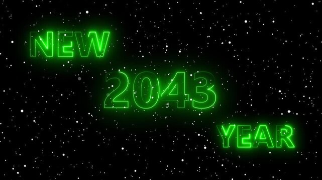 Happy New Year Neon 2043 Animation  Particles Celebration Loop.  4k animation video..