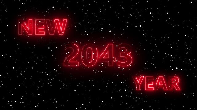 Happy New Year Neon 2043 Animation  Particles Celebration Loop.  4k animation video..
