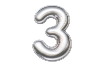 Naklejka premium Silver metallic balloon number three celebrating anniversary
