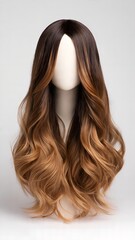 Fototapeta premium Long Wavy Ombre Brown to Honey Blonde Wig Isolated 