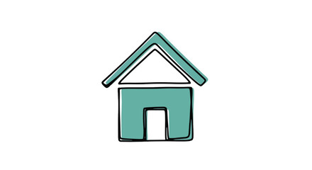 Obraz premium Simple house icon with teal outline and fill, minimalist vector illustration