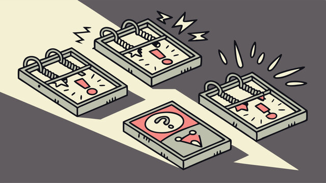Business Risk Management Warning Illustration Decision Pitfalls and Financial Danger Traps Graphic Design
