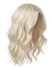Naklejka premium Long Wavy Platinum Blonde Wig with Soft Texture Isolated 